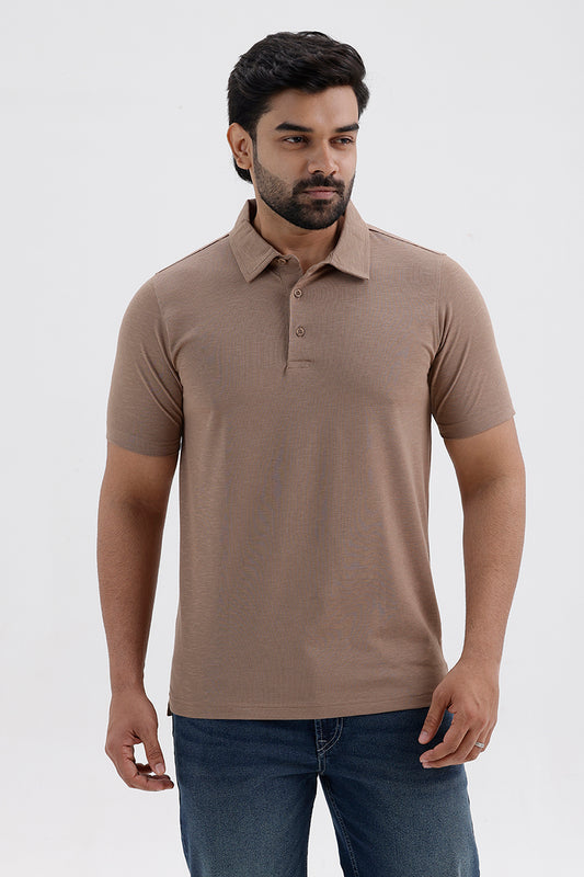 Men's Sahara Beige Kent Polo T-Shirt
