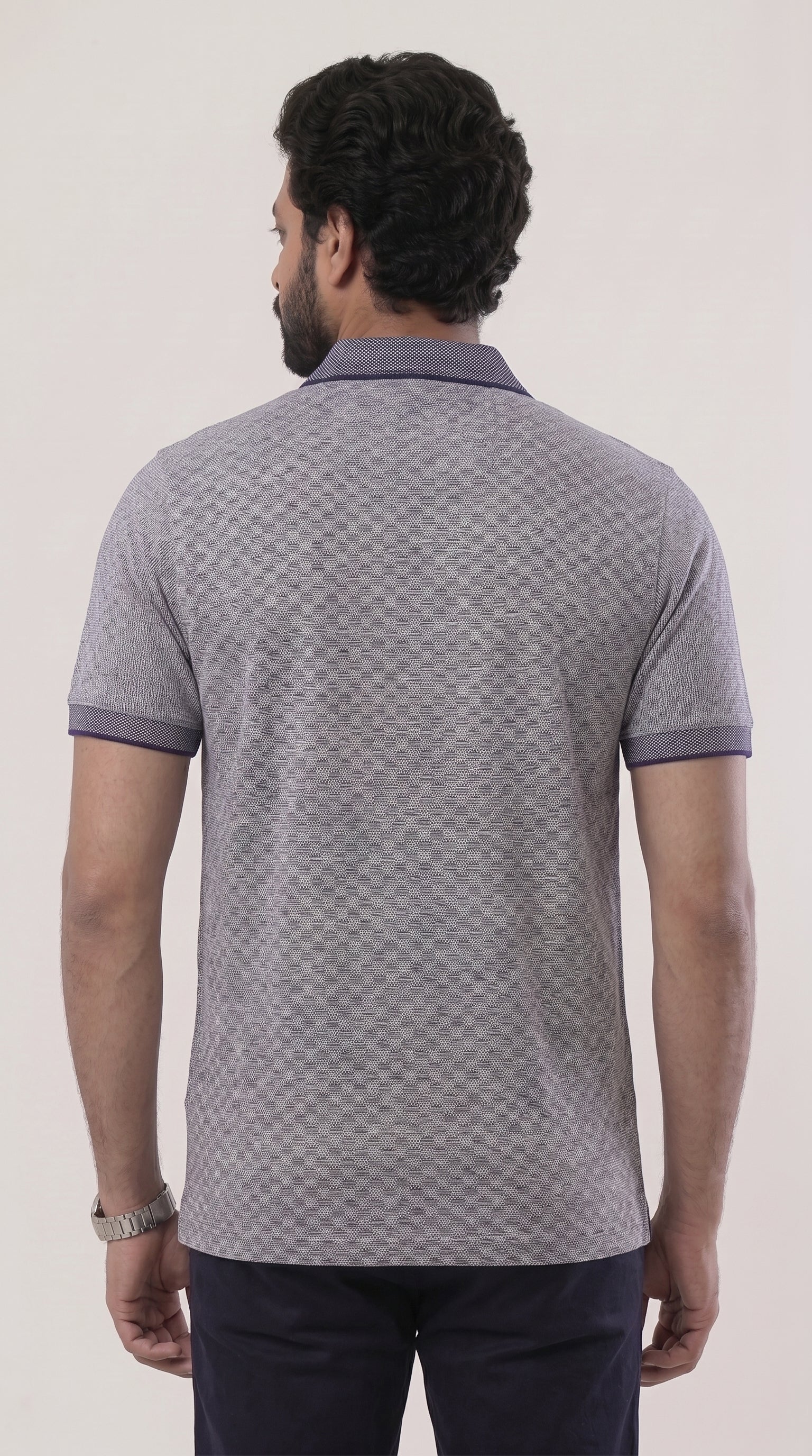 Navy Blue Micro Pattern T-Shirt for Men