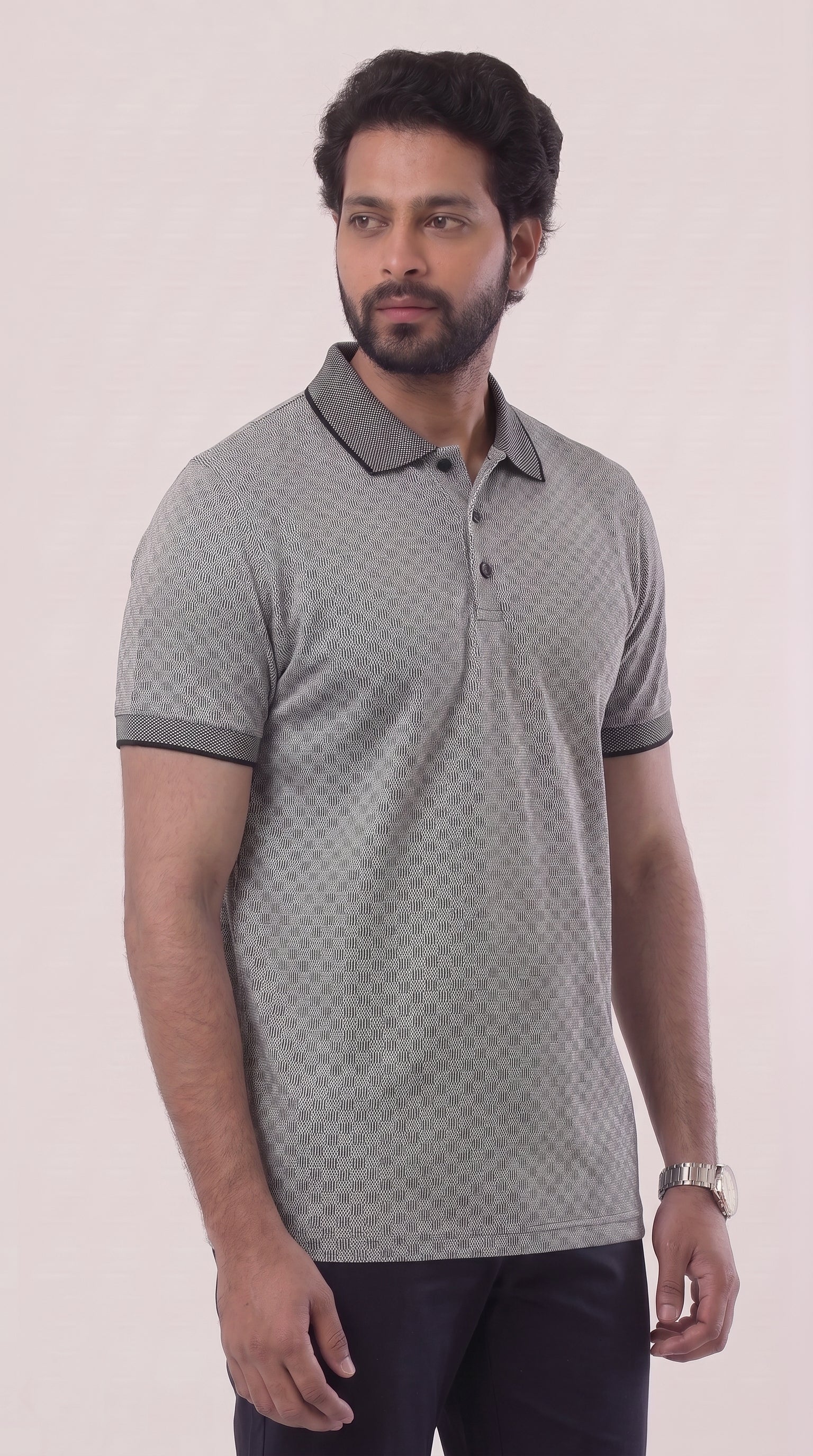 Black Micro Pattern T-Shirt for Men
