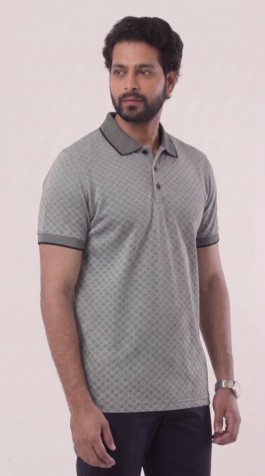 Black Micro Pattern T-Shirt for Men